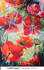 Sunlit Poppies, Oil on Canvas